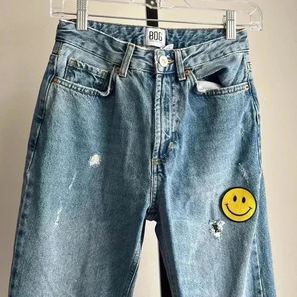 Vintage reworked jeans high rise mom fit smiley face patch - Picture 2 of 7